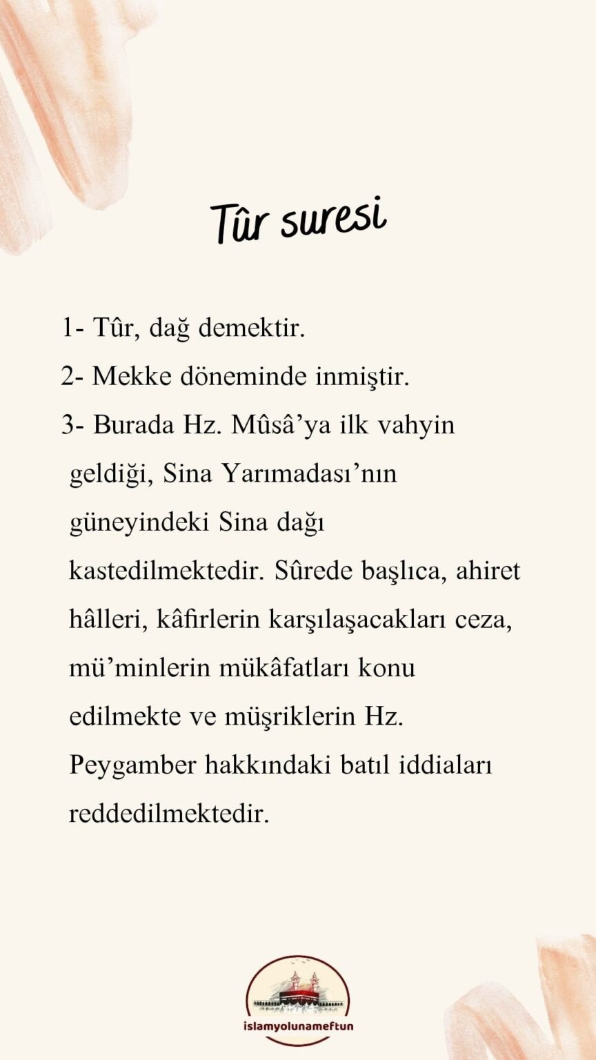 TUR SURESİ - İslamyolunameftun